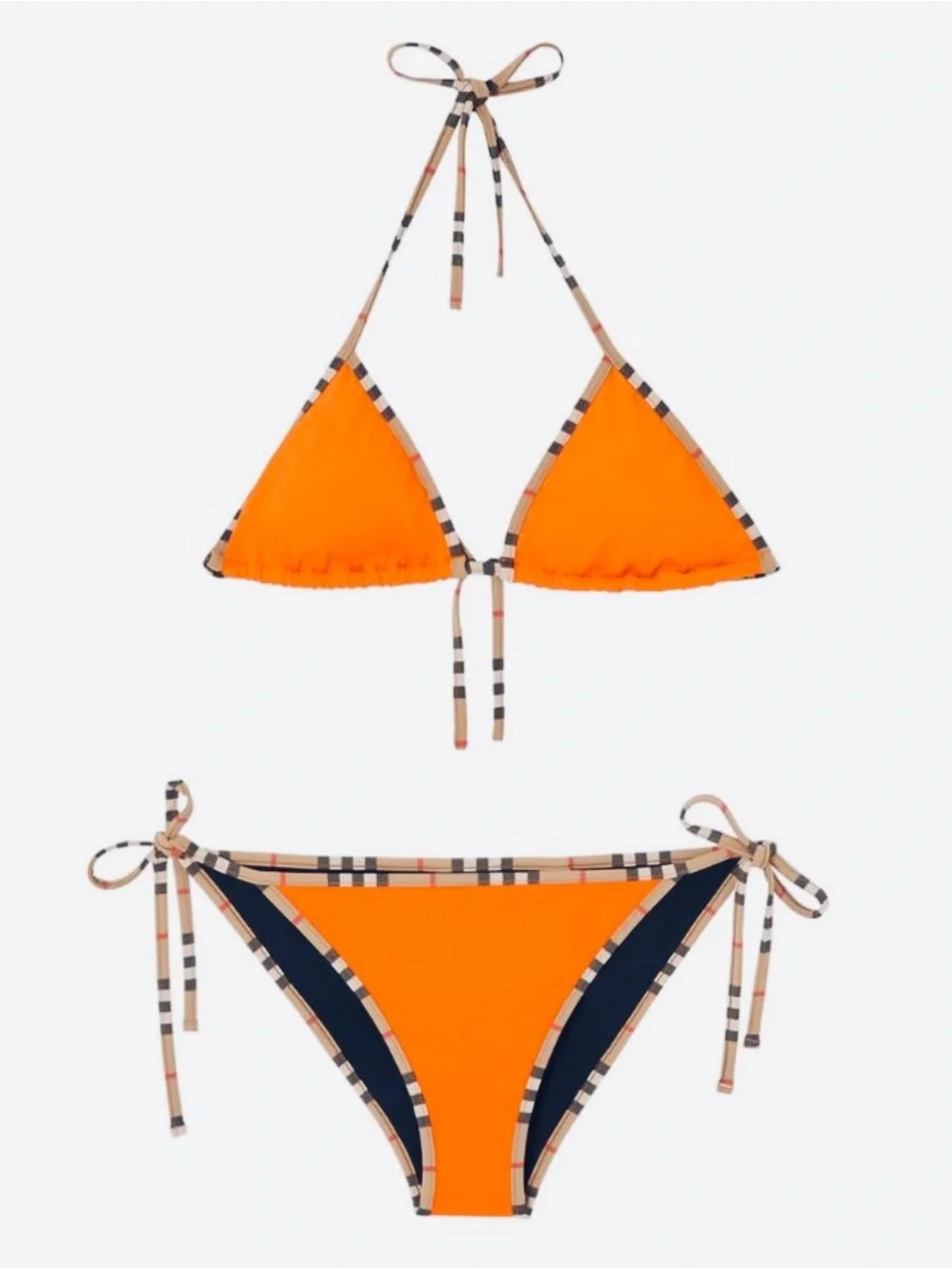 Burberry Orange Check-Trim Triangle Bikini
